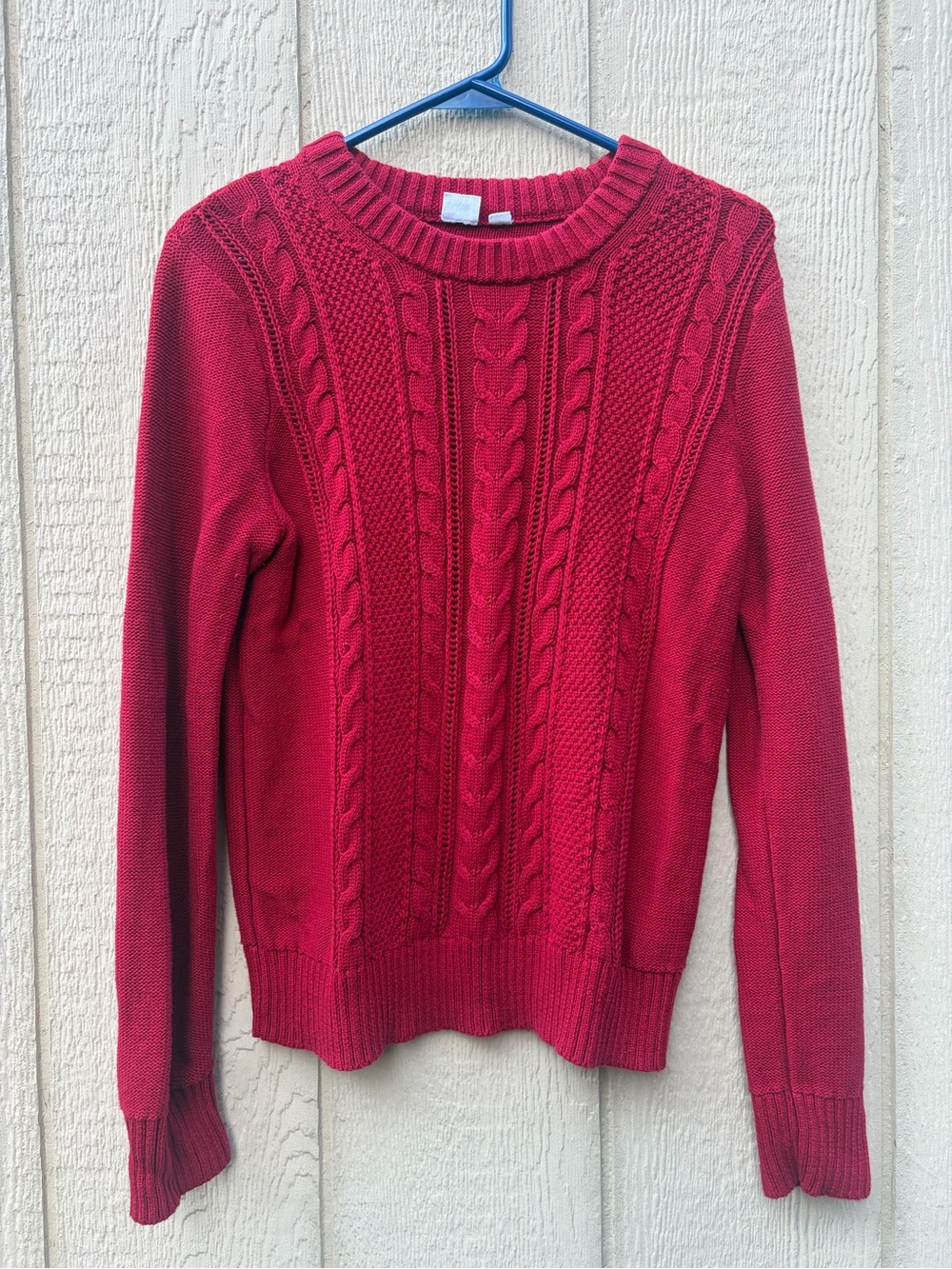 GAP Red Cable-Knit Crewneck Sweater